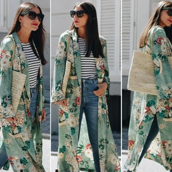 Kimono Floral Duster Coverup - Picture 4 of 10